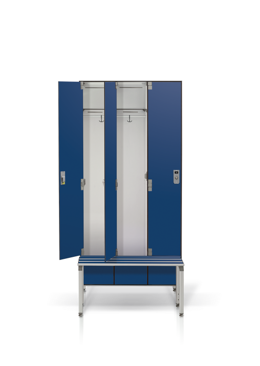 Armadio 3 posti con tetto piano, panca e pozzetto